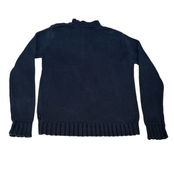 VINTAGE LAUREN RALPH LAUREN NAVY BLUE KNIT 4-BUTTON COLLARED SWEATER, SIZE L - Picture 4 of 8